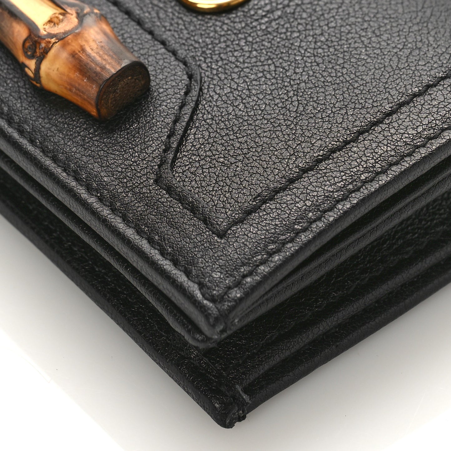 Wonka Grain Calfskin Diana Card Case Wallet Black