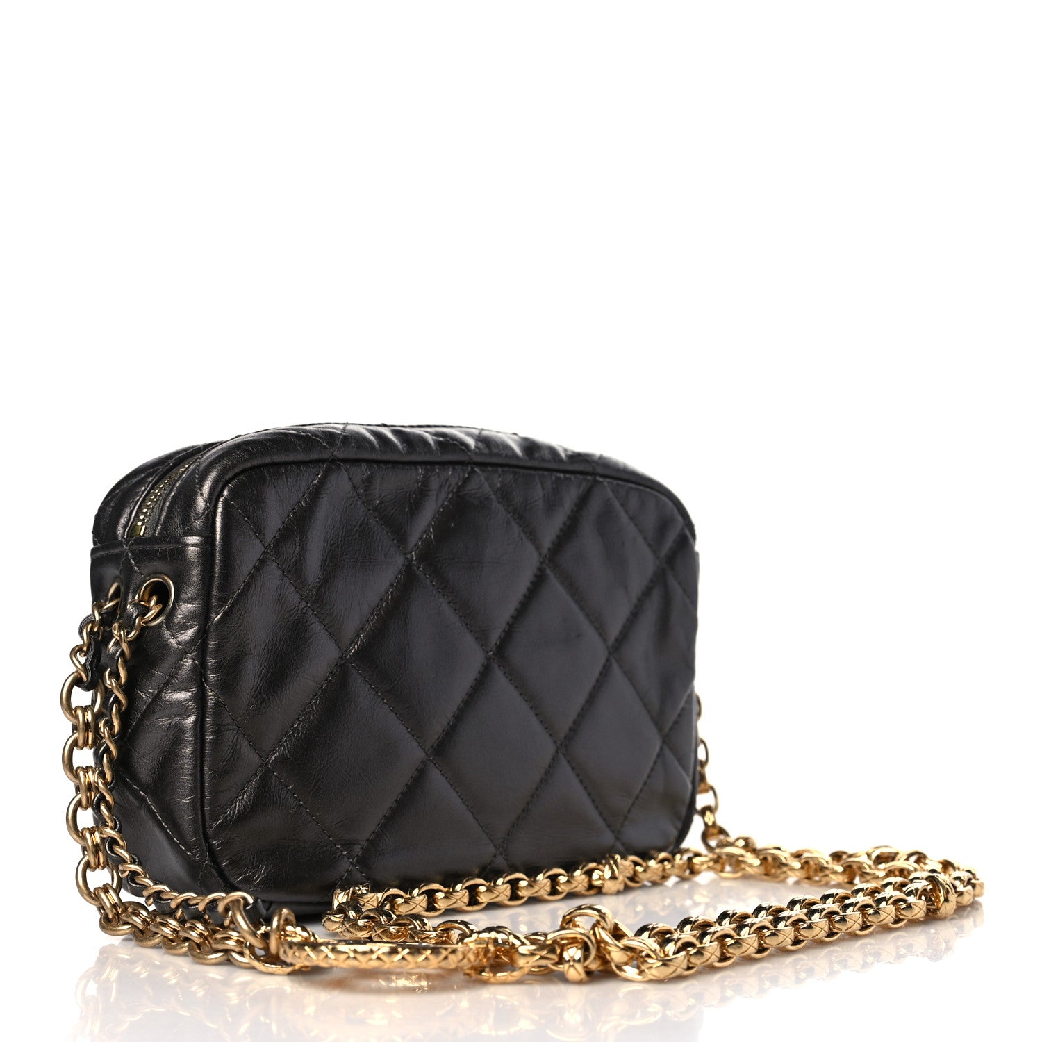 Chanel Metallic Calfskin Pearl Quilted CC Mini Camera Case Ruthenium 3 of 9