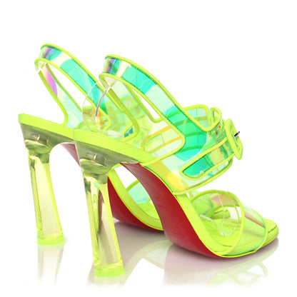 Christian Louboutin PVC Duniss 100 Sandals 38 Fluo Yellow 4 of 14