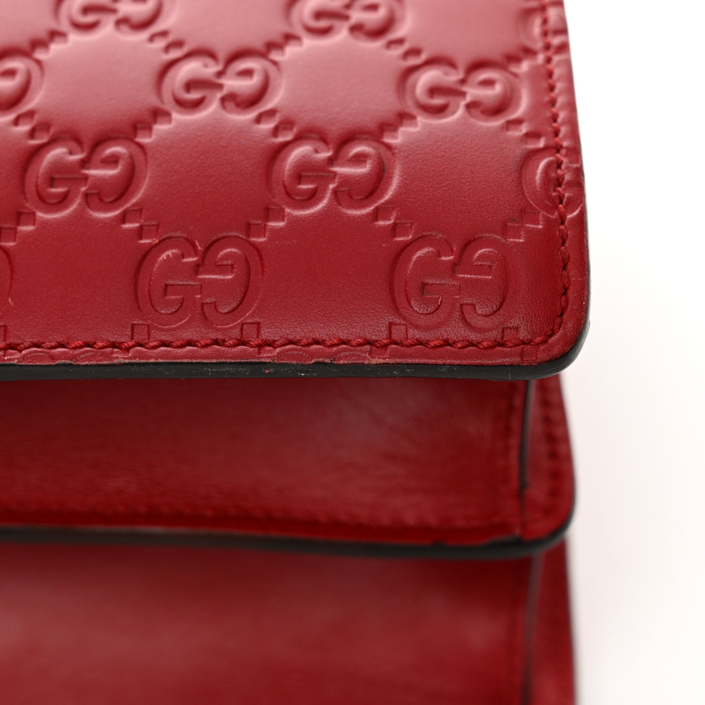 Guccissima Signature Padlock Double Handle Bag Hibiscus Red