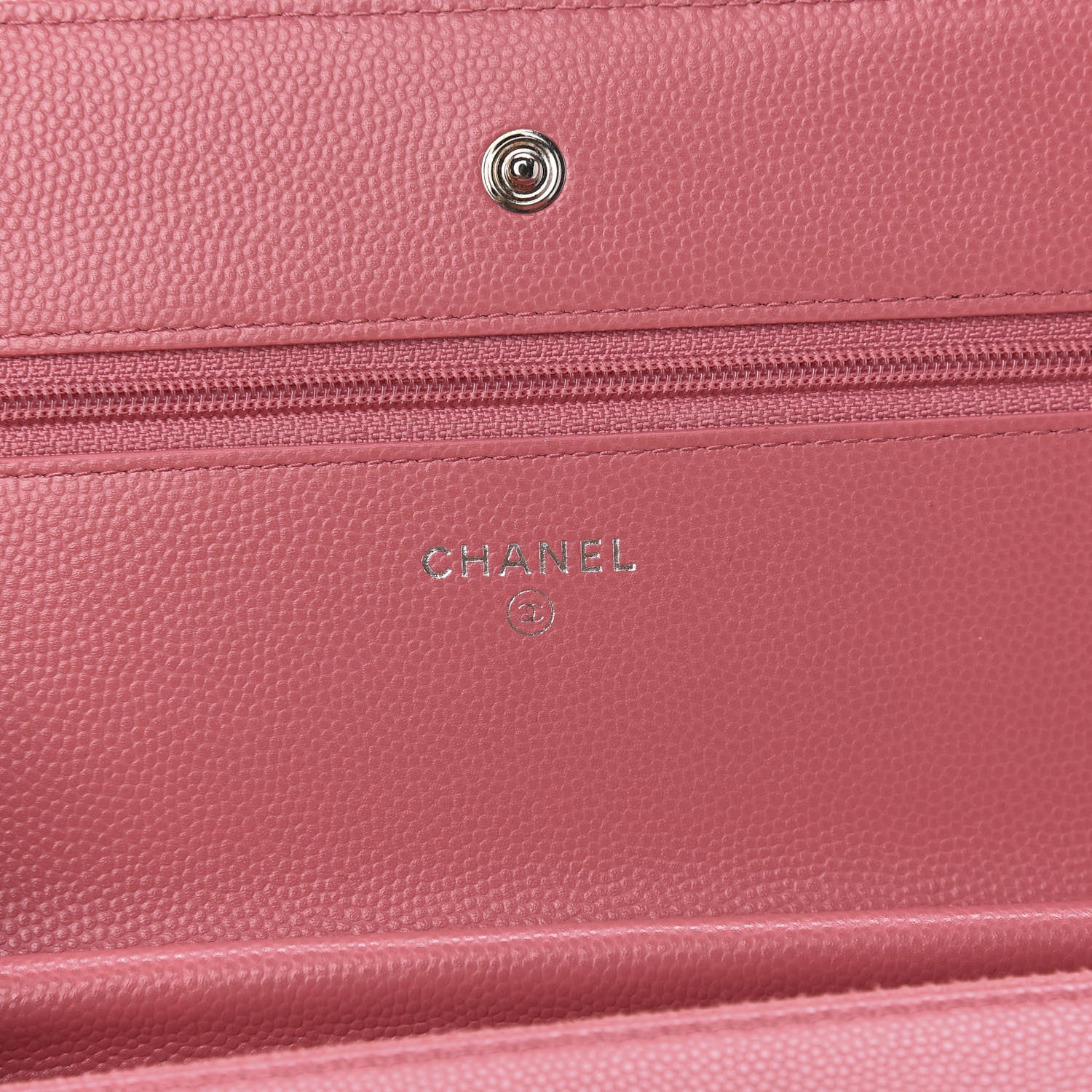 Chanel Caviar Chevron Quilted Wallet On Chain WOC Pink 6 of 12