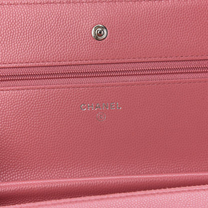 Chanel Caviar Chevron Quilted Wallet On Chain WOC Pink 6 of 12