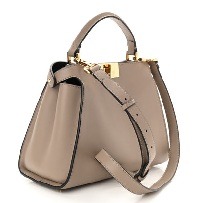 Fendi Vitello Tahiti Burro Medium Peekaboo Iconic Essentially Satchel Tortora Black 3 of 8