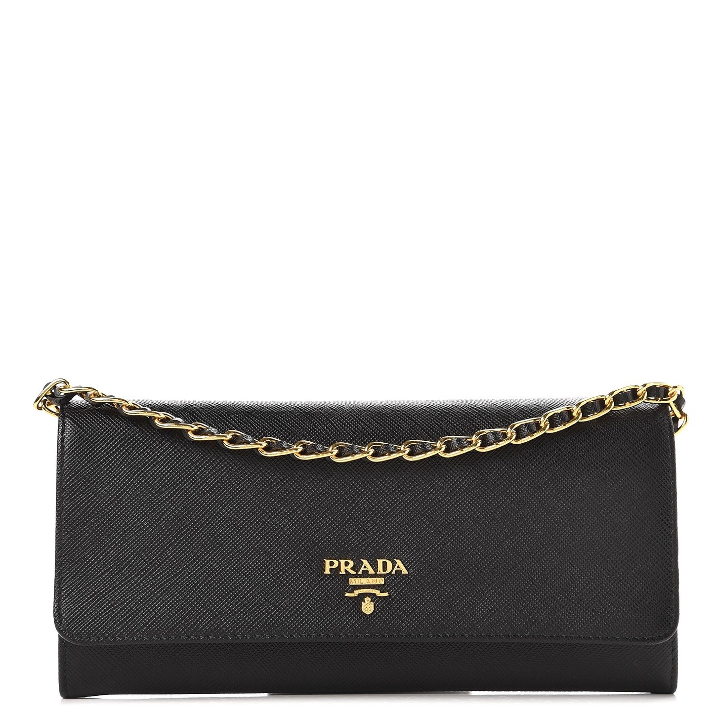 Saffiano Metal Oro Chain Wallet Nero Black