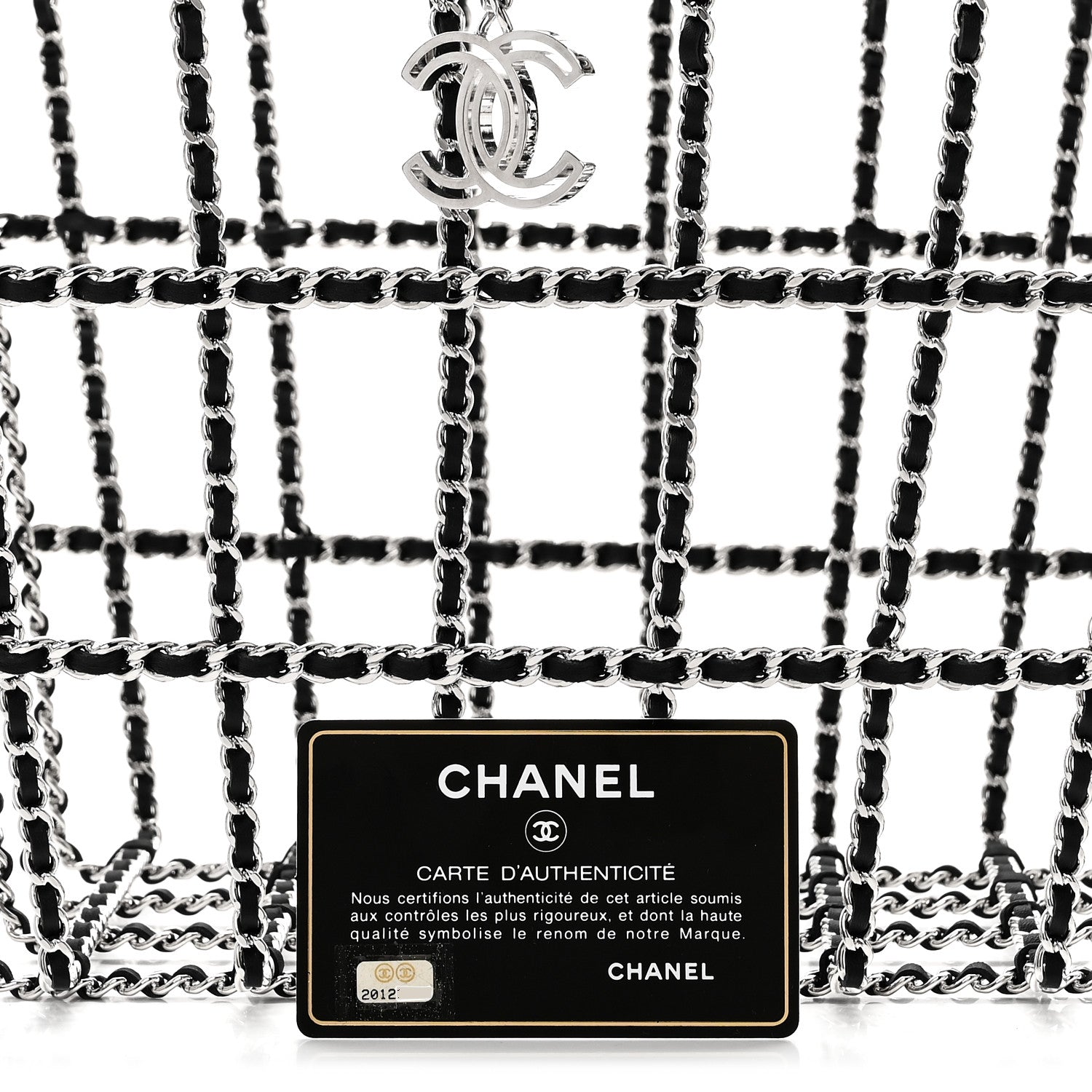 Chanel Brass Calfskin Medium Grocery By Chanel Shopping Basket Silver 8 of 8