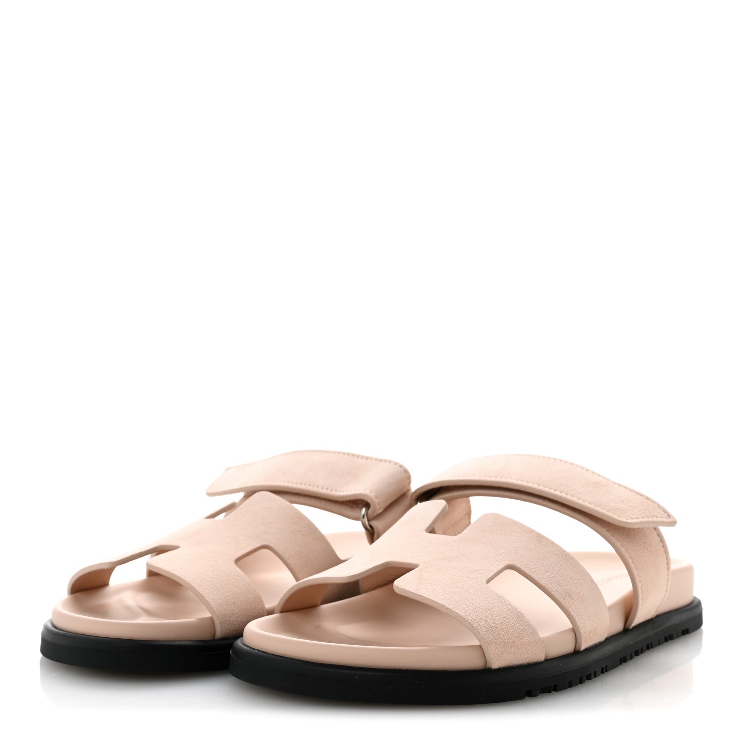 Hermes Suede Goatskin Womens Chypre Sandals 38  Rose Porcelaine 4 of 10