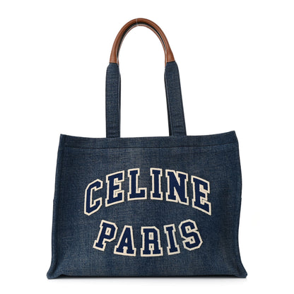 Celine Denim Large Thais Cabas Navy Tan 1 of 12