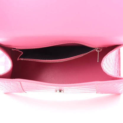 Balenciaga Shiny Calfskin Crocodile Embossed Small Hourglass Top Handle Bag Baby Pink 5 of 9