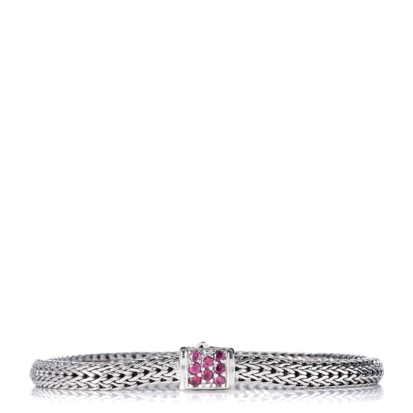 Sterling Silver Pink Spinel 5mm Classic Chain Bracelet M