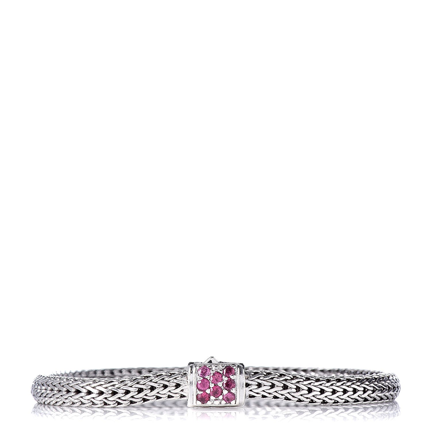 John Hardy Sterling Silver Pink Spinel 5mm Classic Chain Bracelet M 1 of 4