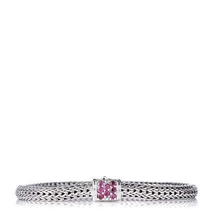John Hardy Sterling Silver Pink Spinel 5mm Classic Chain Bracelet M 1 of 4
