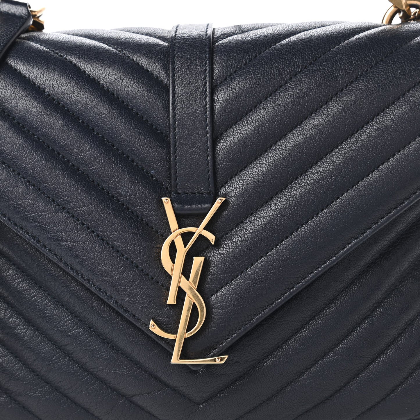 Sheepskin Matelasse Chevron Monogram Medium College Bag Deep Marine