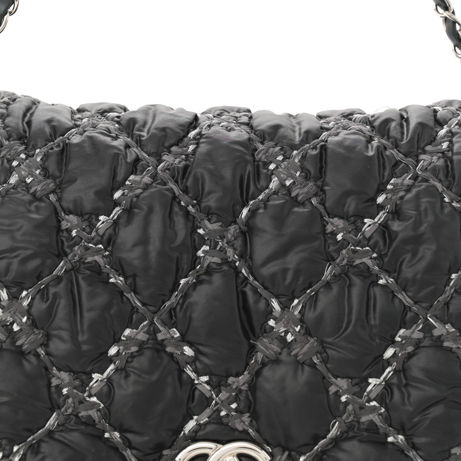 Chanel Nylon Quilted Tweed Stitch Bubble Accordion Flap Black 8 of 12