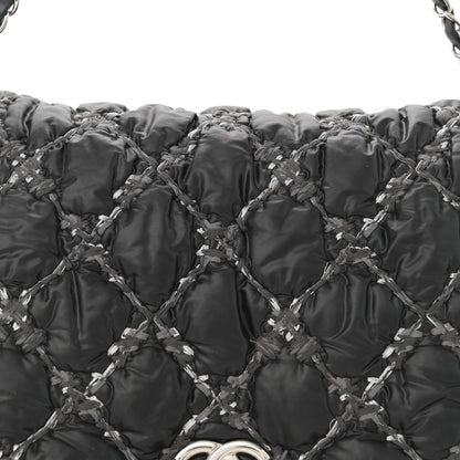 Chanel Nylon Quilted Tweed Stitch Bubble Accordion Flap Black 8 of 12