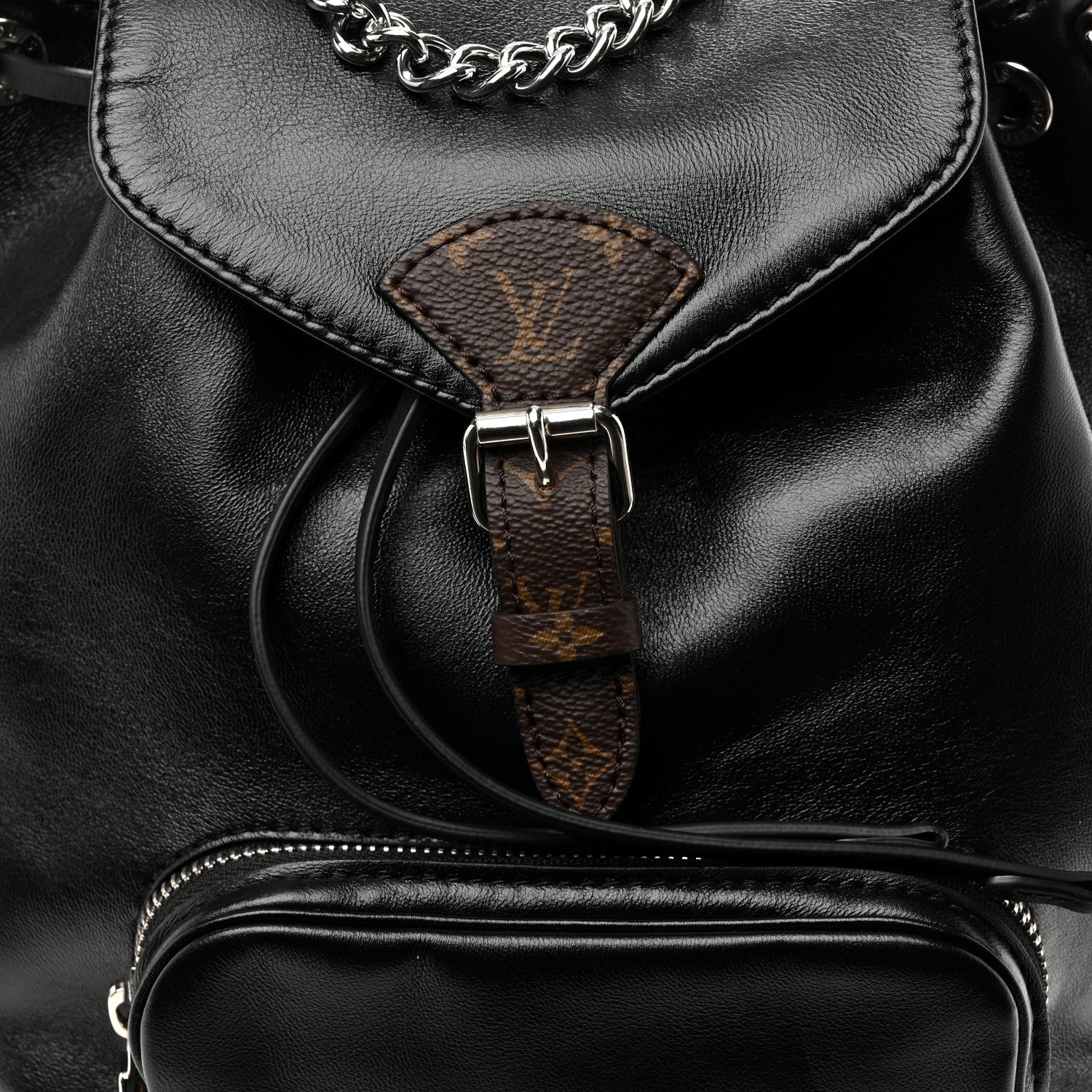 Louis Vuitton Lambskin Monogram Montsouris Vibe PM Black 7 of 9
