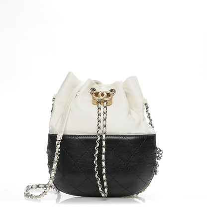 Chanel Calfskin Quilted Small Gabrielle Purse White Black 1 of 7
