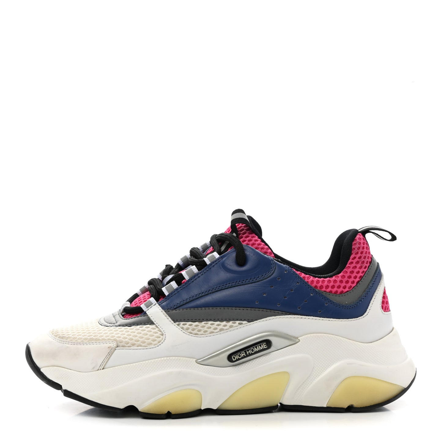 Technical Mesh Calfskin Womens B22 Sneakers 38 White Blue Pink