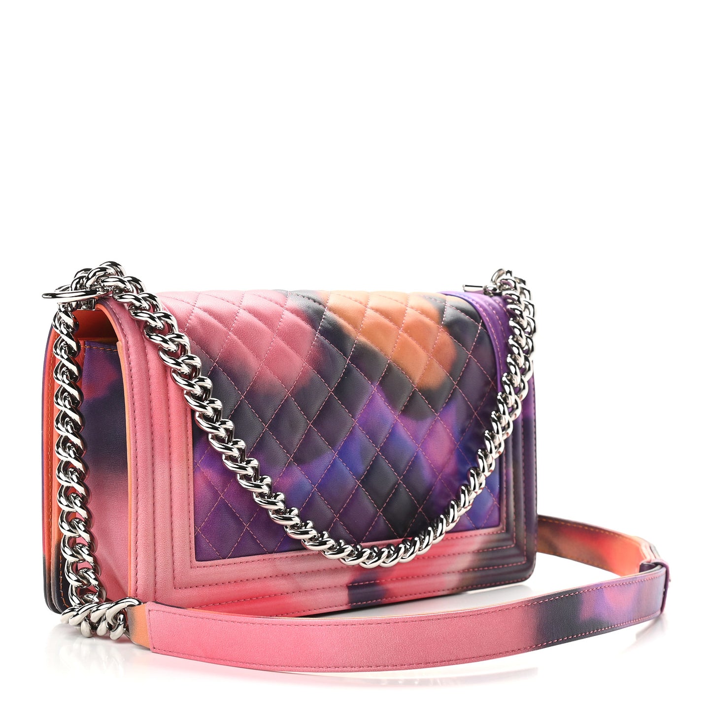 Printed Lambskin Quilted Medium Flower Power Boy Flap