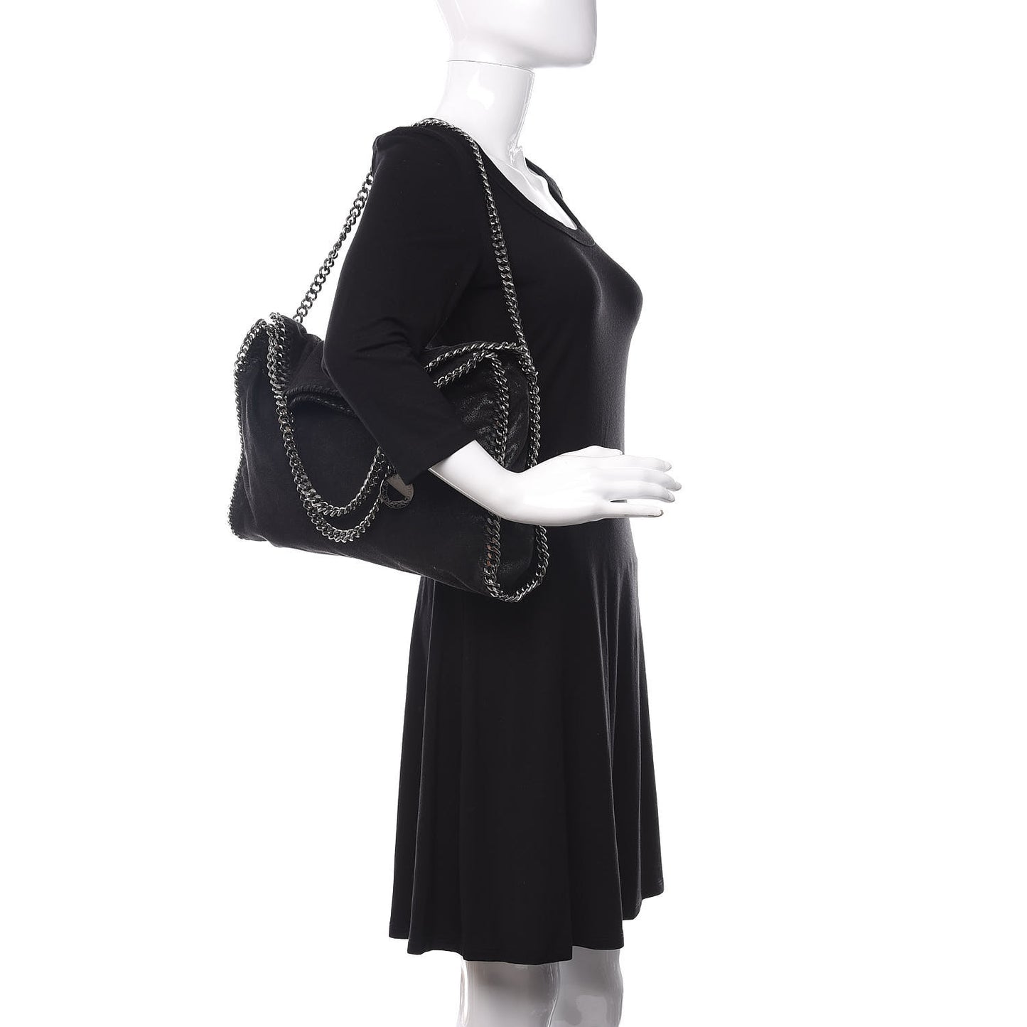 Shaggy Deer Mini Falabella Fold Over Tote Black