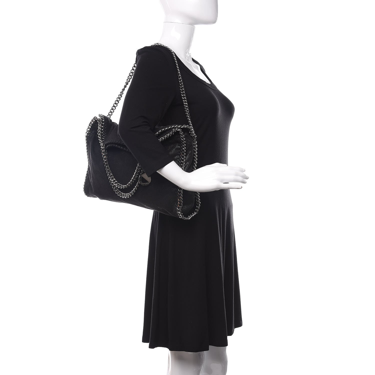 Stella McCartney Shaggy Deer Mini Falabella Fold Over Tote Black 2 of 9