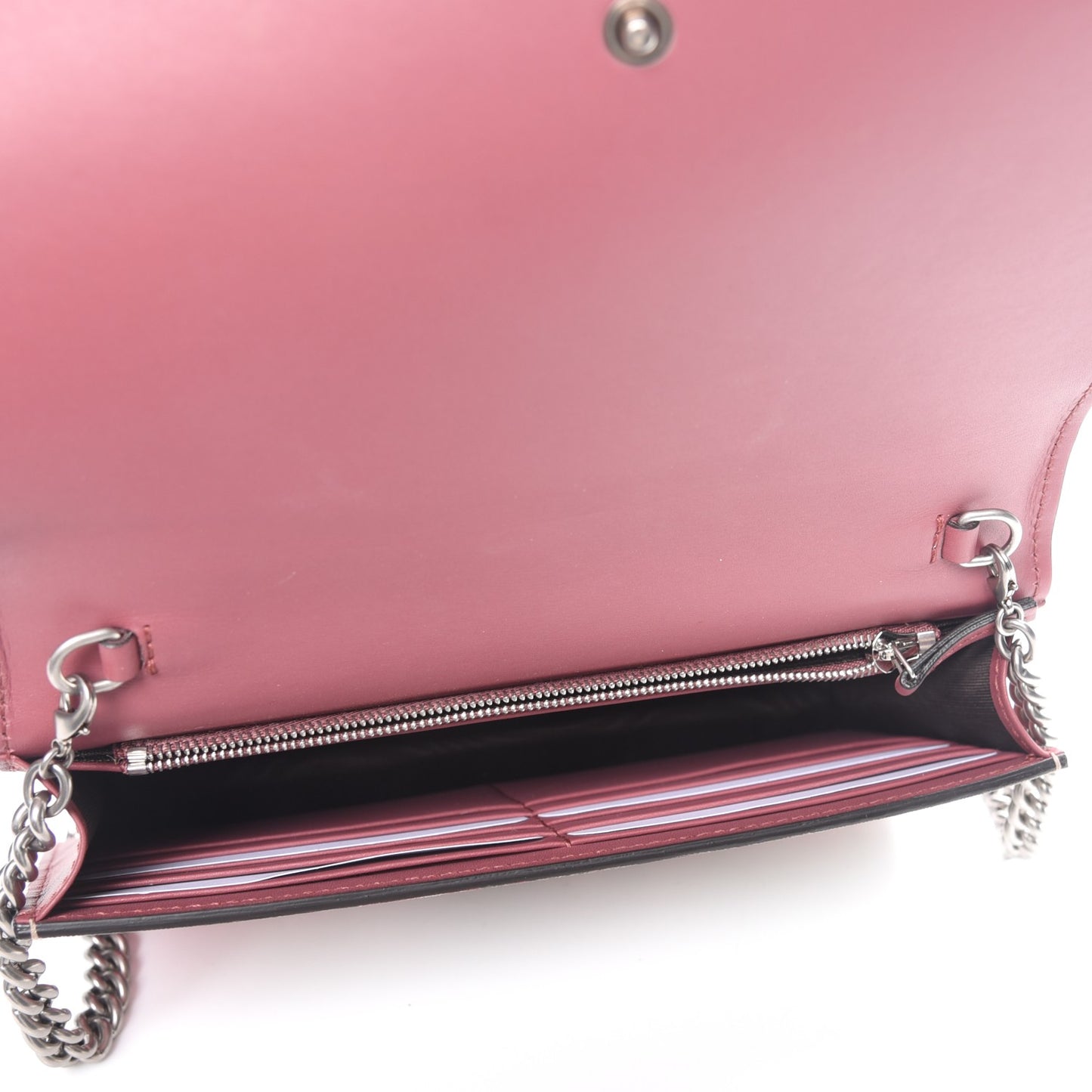GG Supreme Monogram Blooms Chain Wallet Beige Multicolor Dry Rose