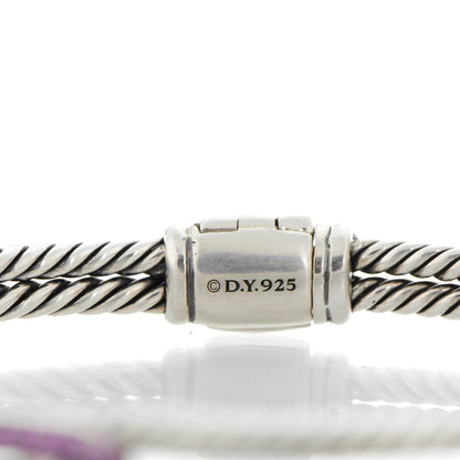 David Yurman Sterling Silver Pave Pink Sapphire 7mm Single Loop Labyrinth Bracelet 4 of 6