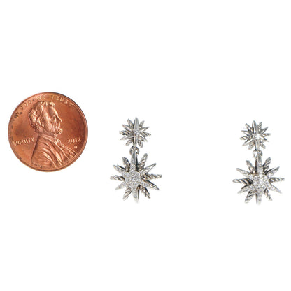 David Yurman Sterling Silver Diamond Starburst Double Drop Earrings 2 of 5