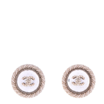 Chanel CC Button Earrings Silver Gold 1 of 5