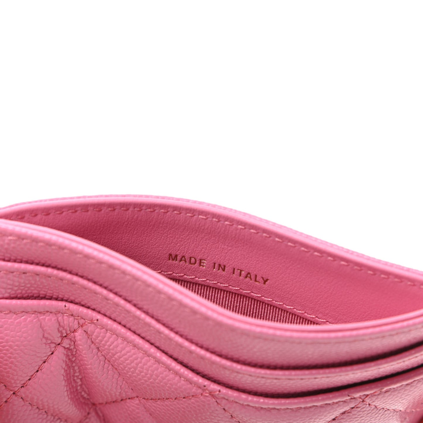 Caviar Quilted Card Holder Pink