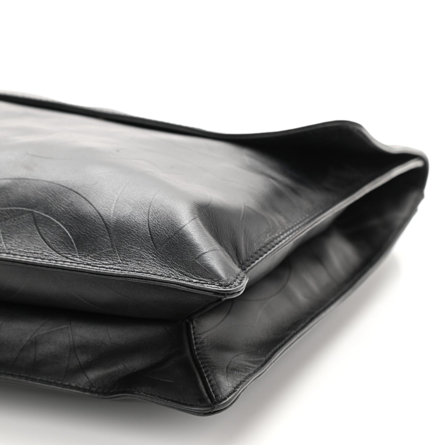 Calfskin Embossed CC Messenger Bag Black