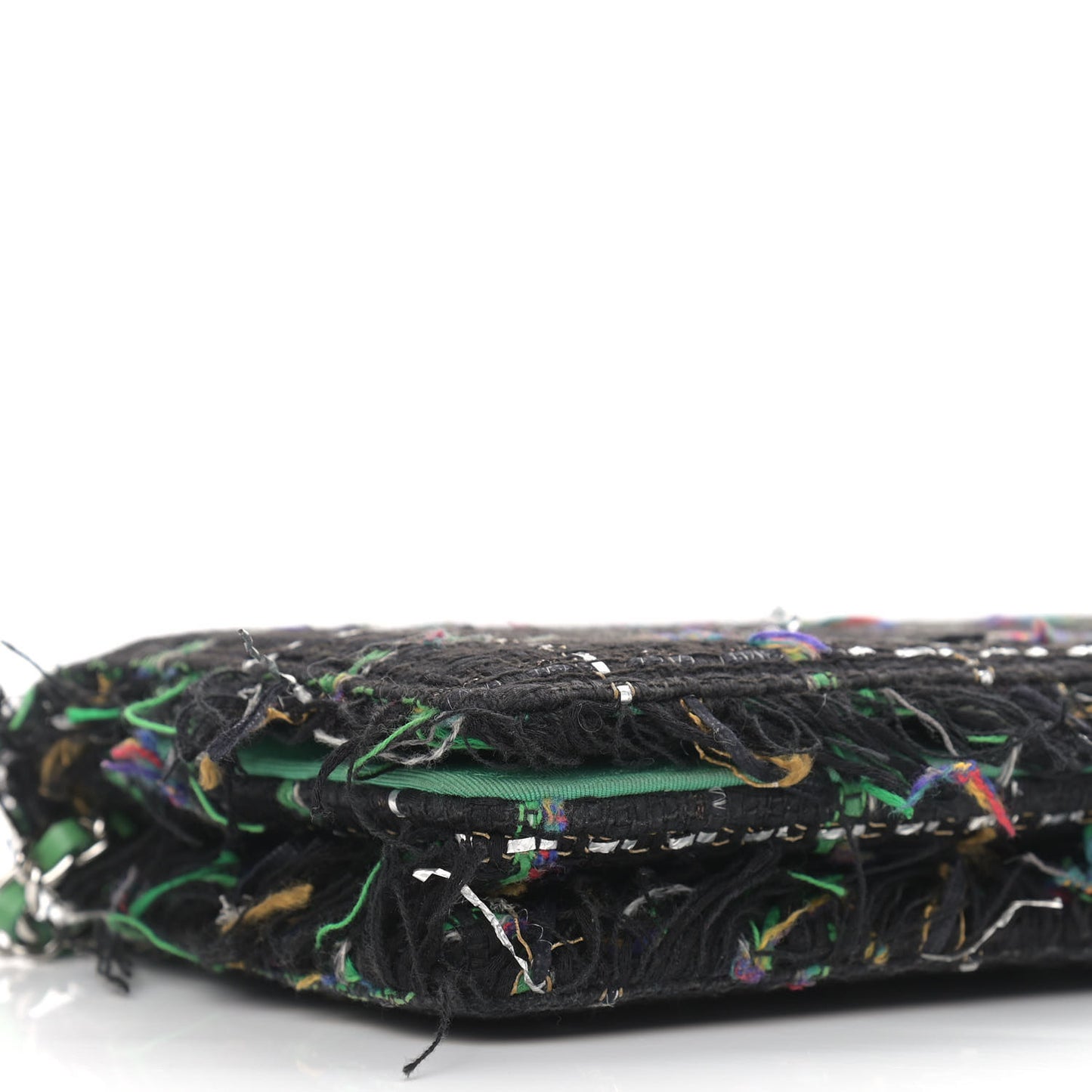 Tweed Fringe Wallet On Chain WOC Black Green