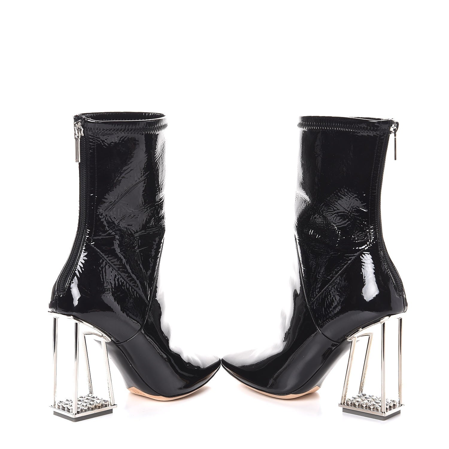 Christian Dior Patent Crystal Short Boots 38 Black 6 of 9