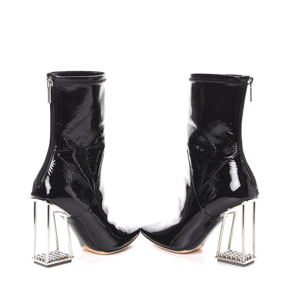 Christian Dior Patent Crystal Short Boots 38 Black 6 of 9