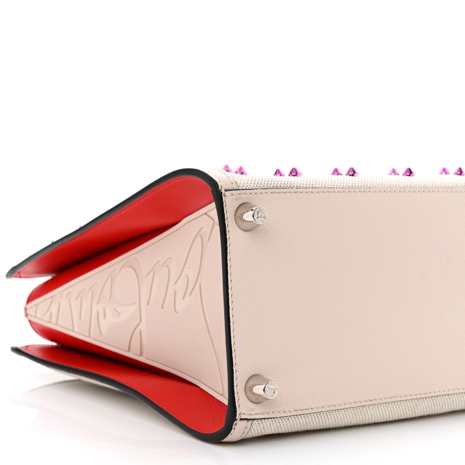 Christian Louboutin Canvas Spikes Loubinthesky Medium Paloma Ivory 10 of 18