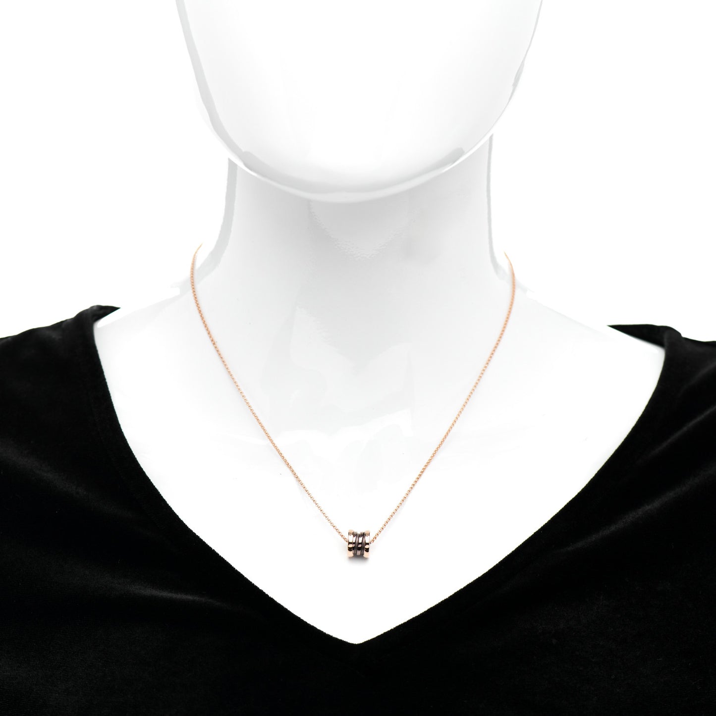 18K Rose Gold Cermet Small B.Zero1 Pendant Necklace