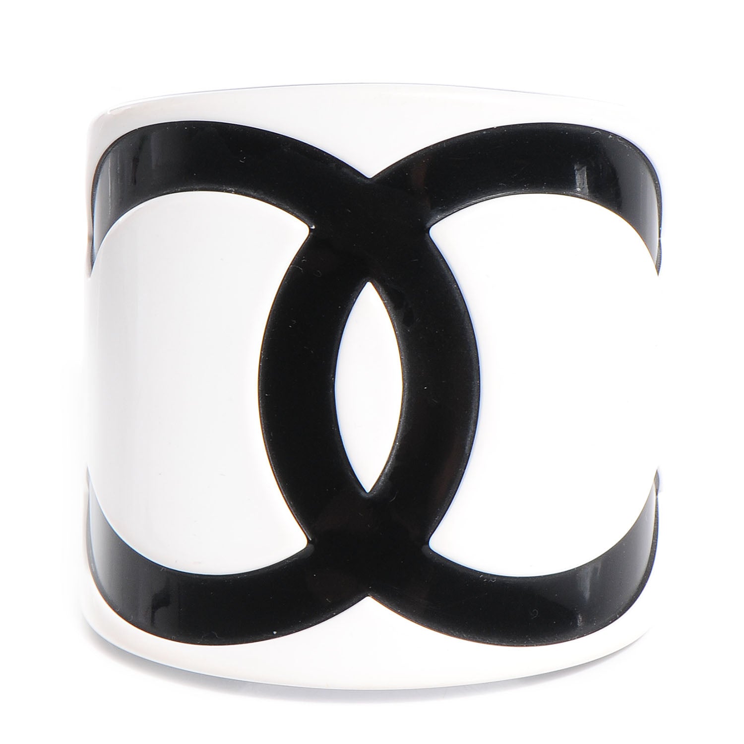 Chanel Resin CC Cuff Black White 1 of 6
