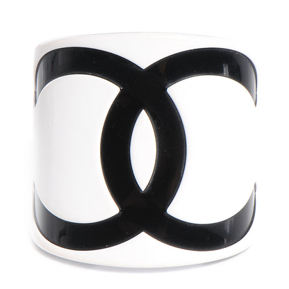 Chanel Resin CC Cuff Black White 1 of 6