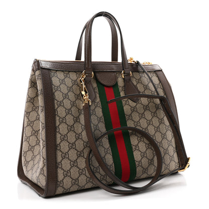 Gucci GG Supreme Monogram Web Medium Ophidia Tote Bag Brown 3 of 10