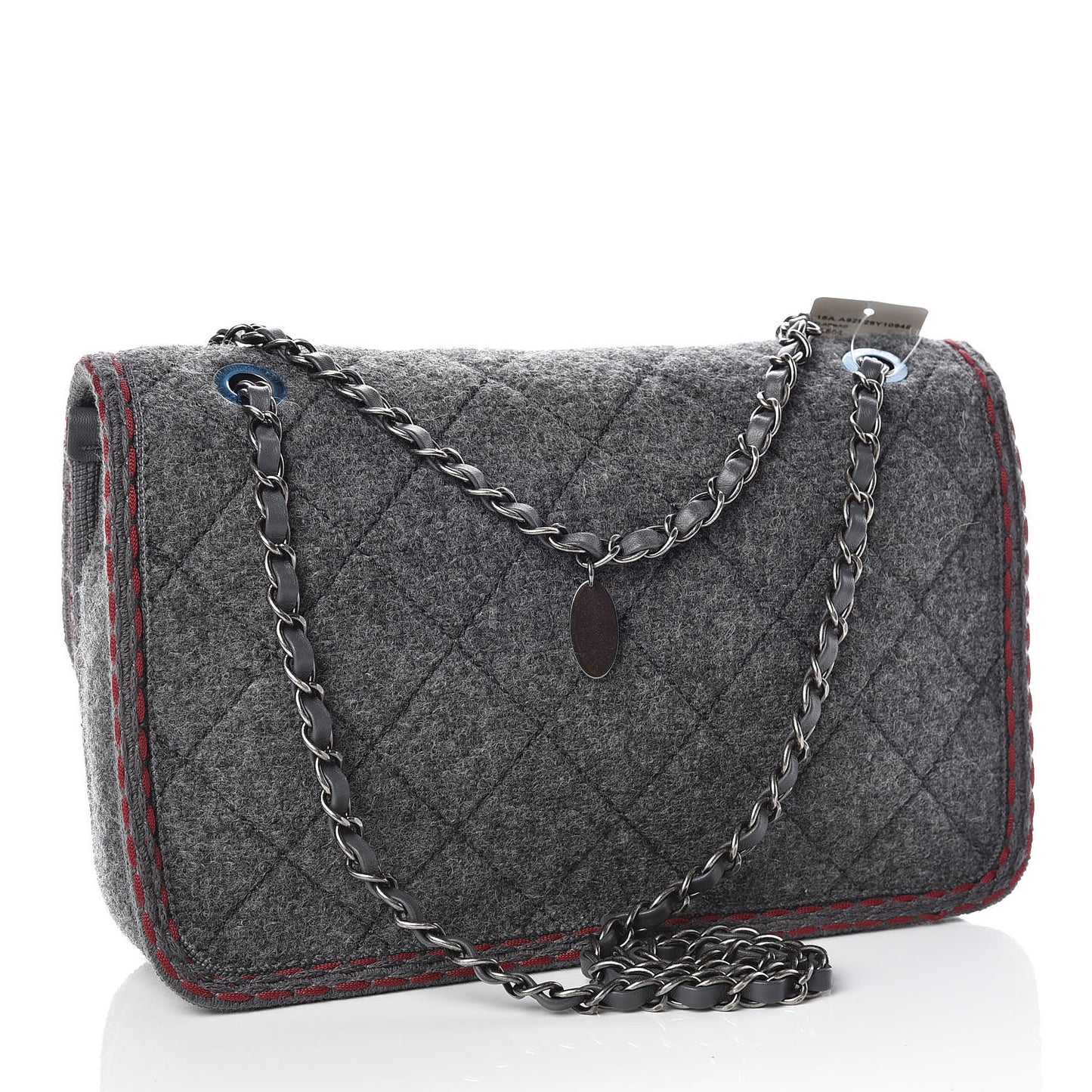 Wool Quilted Jumbo Edelweiss Single Flap Grey