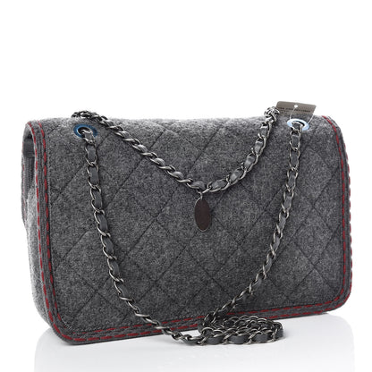 Chanel Wool Quilted Jumbo Edelweiss Single Flap Grey 3 of 9