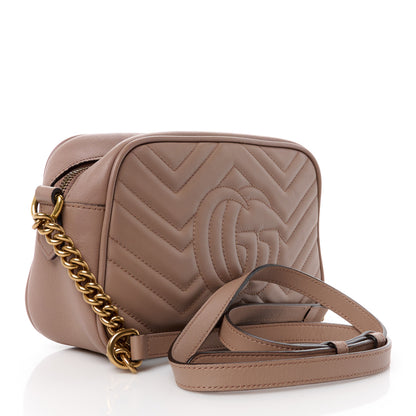 Gucci Calfskin Matelasse Small GG Marmont Chain Shoulder Bag Taupe 3 of 11