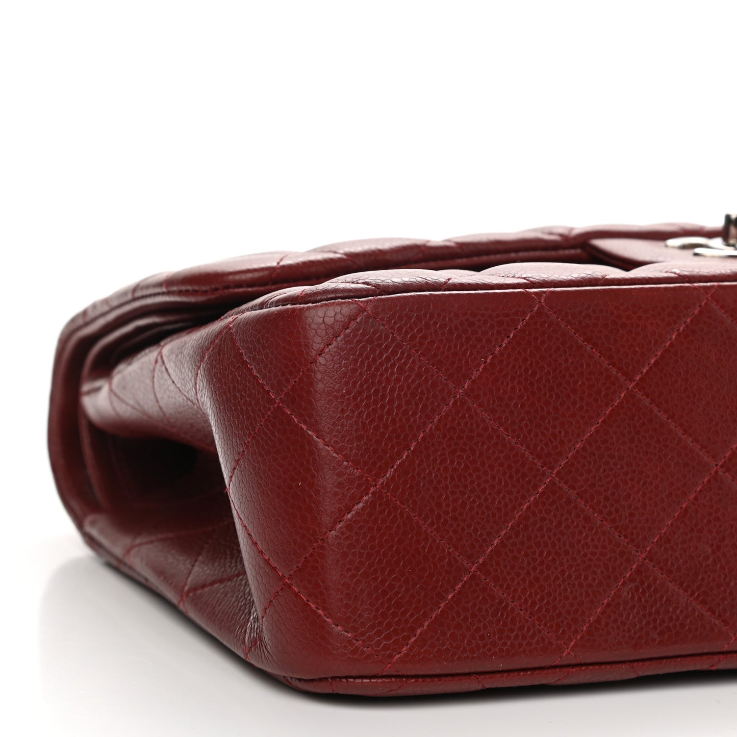 Caviar Quilted Jumbo Double Flap Burgundy