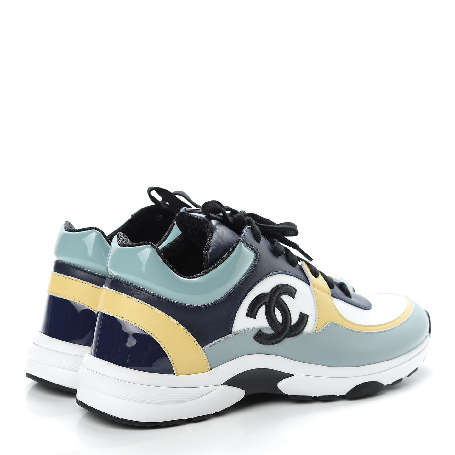 Calfskin Patent CC Sneakers 41 White Blue Yellow