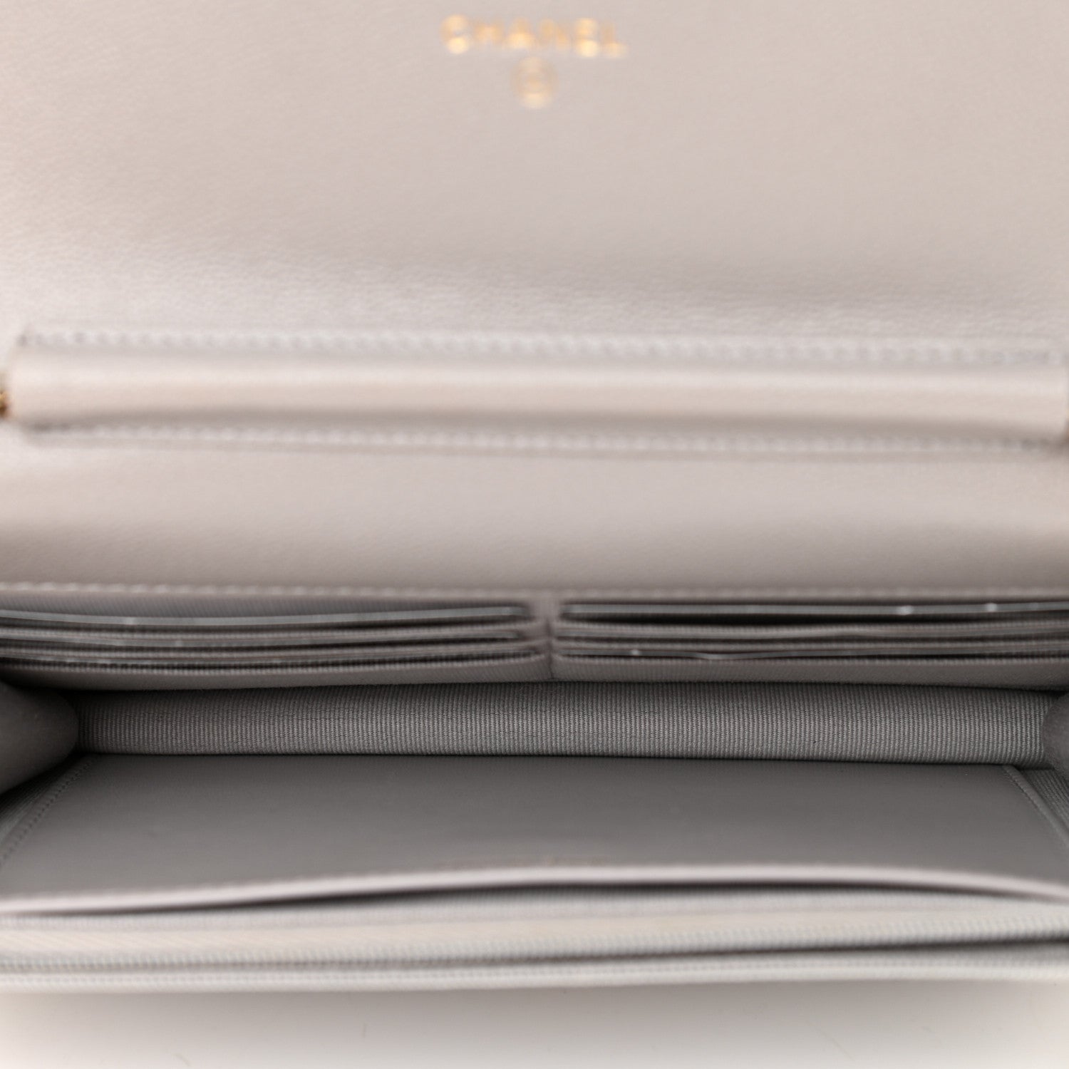 Chanel Caviar Quilted Studded CC Wallet On Chain WOC Grey 5 of 12