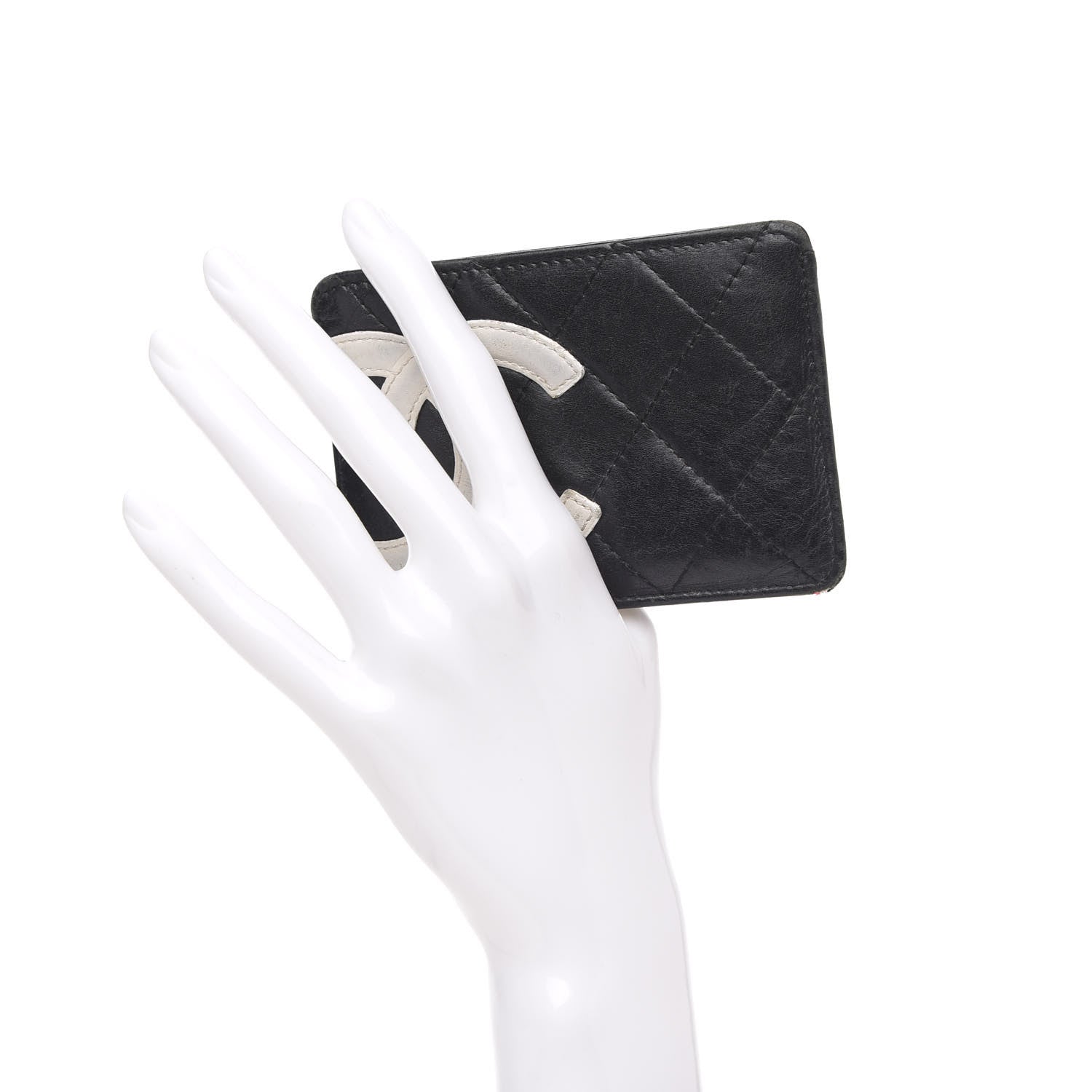 Chanel Calfskin Quilted Cambon Card Holder Black White 2 of 11