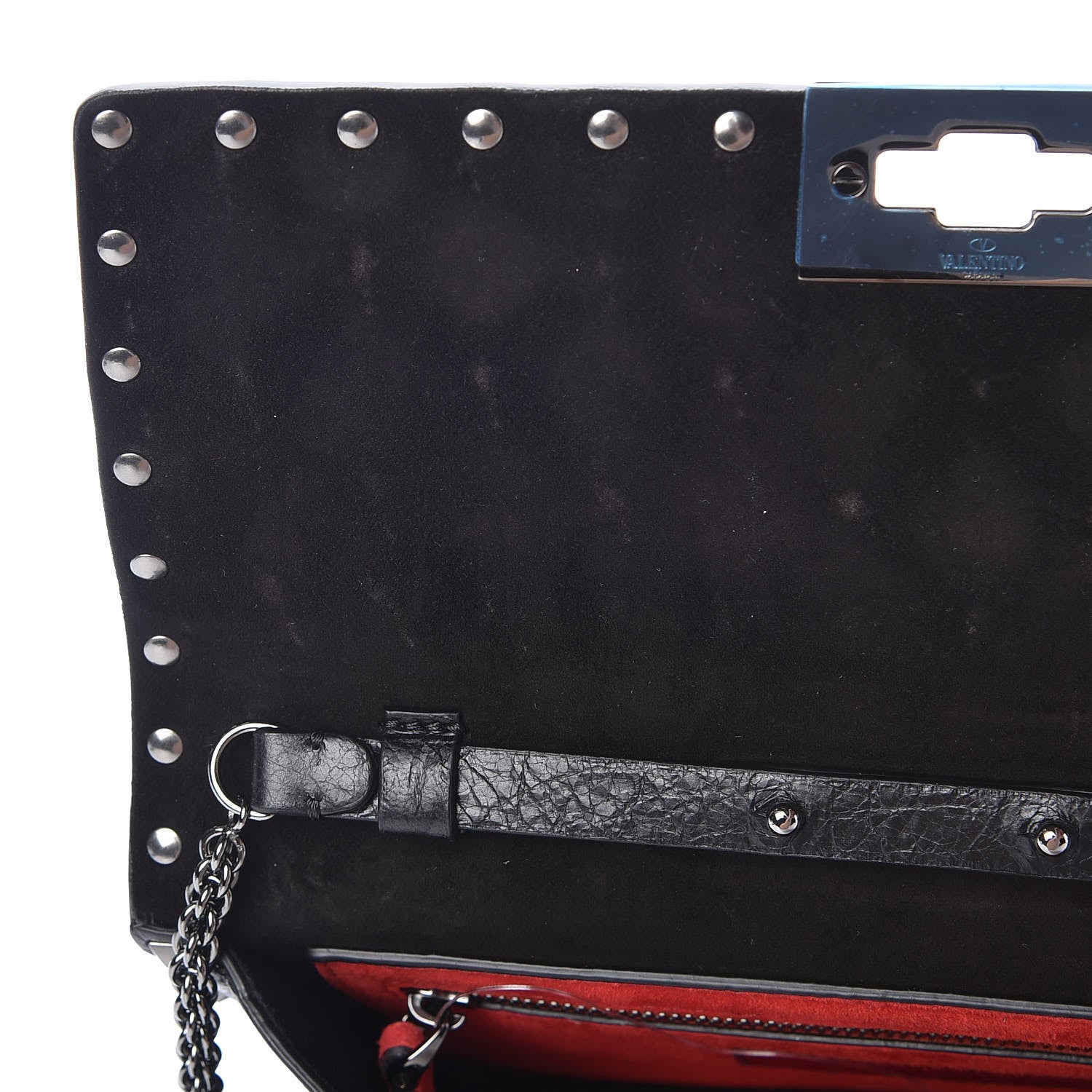 Valentino Garavani Craquele Nappa Rockstud Spike Wallet on Chain Black 10 of 10