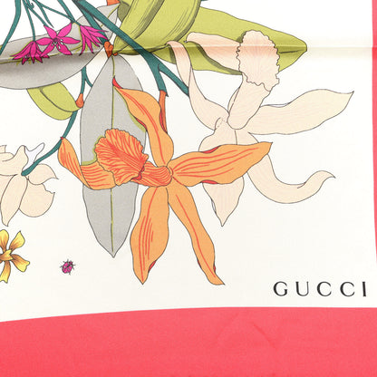 Gucci Silk Flora Gothic Square Scarf Ivory Red 3 of 3