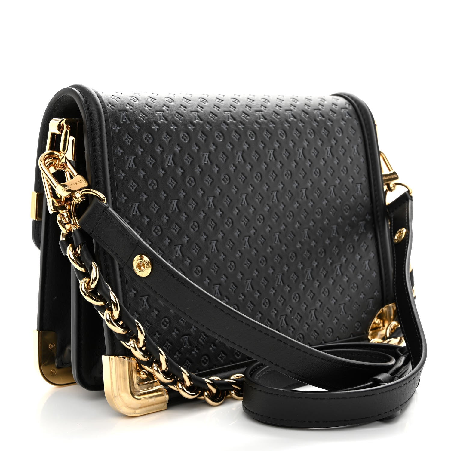 Louis Vuitton Calfskin Nanogram Embossed Dauphine MM Black 3 of 9