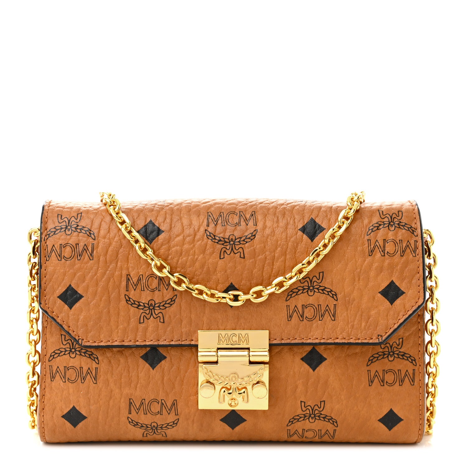 MCM Visetos Small Millie Crossbody Bag Cognac 1 of 11