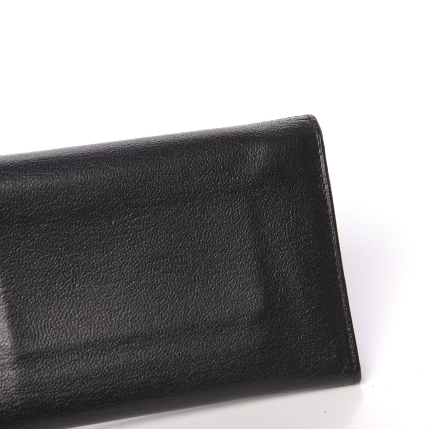 Goatskin CC Compact Flap Wallet Black